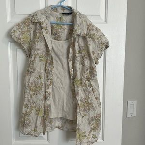 Babydoll button up shirt with underlayer cami